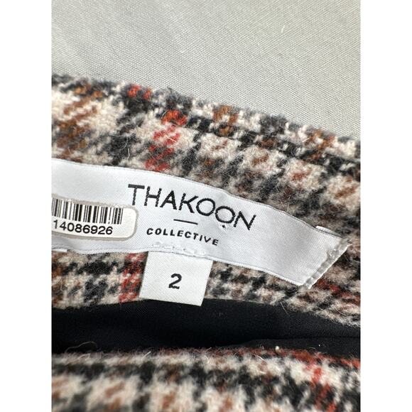 Thakoon Collective Skirt Womens 2 Beige Plaid Mini Academia Grunge Wool Black - Picture 2 of 7